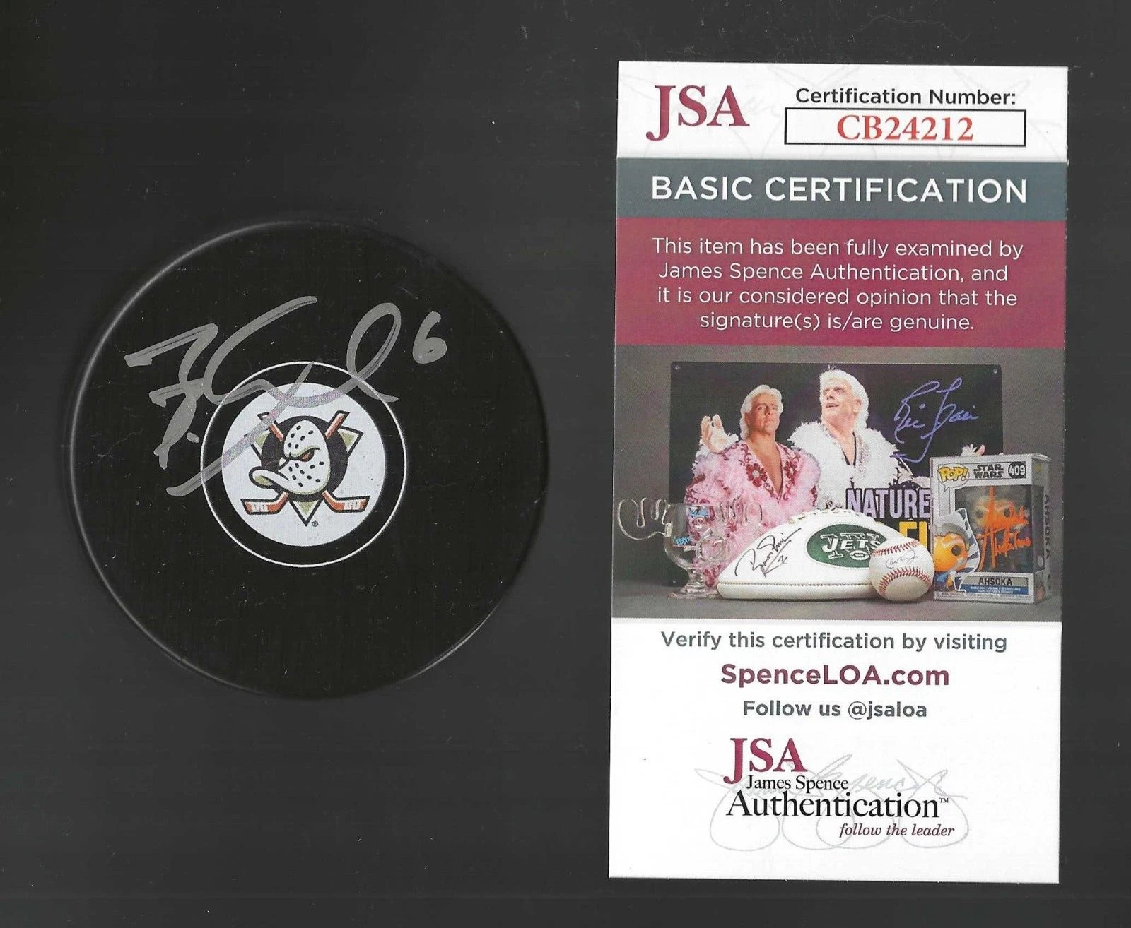 Brian Dumoulin Signed Anaheim Mighty Ducks Puck JSA COA New Jersey Devils