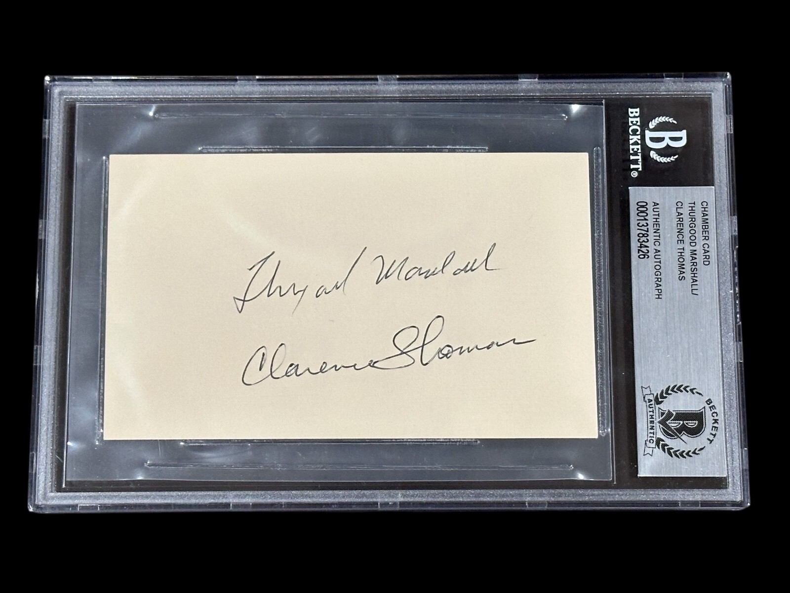 Thurgood Marshall Clarence Thomas US Supreme Court Law Signed Autograph BAS Slab