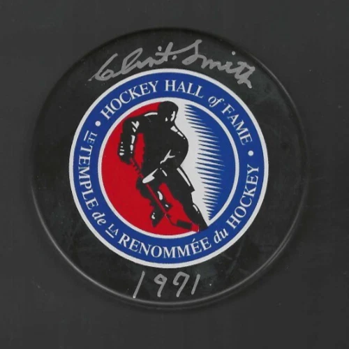 Clint Smith Signed New York Rangers Hockey Hall Of Fame HOF Puck Beckett COA