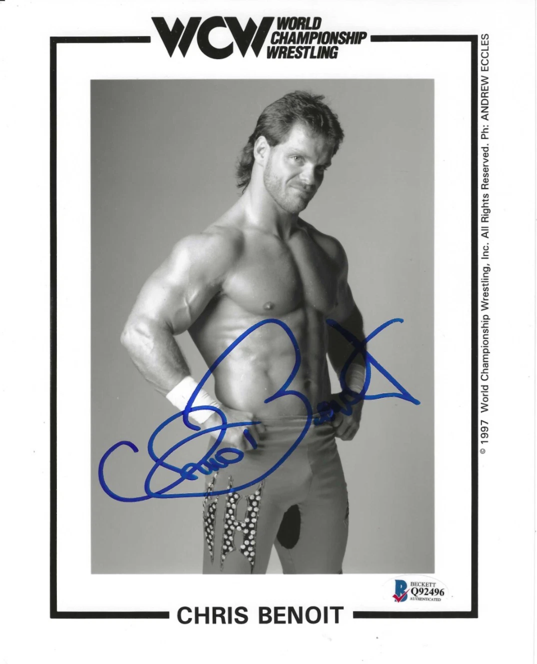 Chris Benoit Signed Original WCW Promo 8x10 Photo WWE WWF Beckett COA