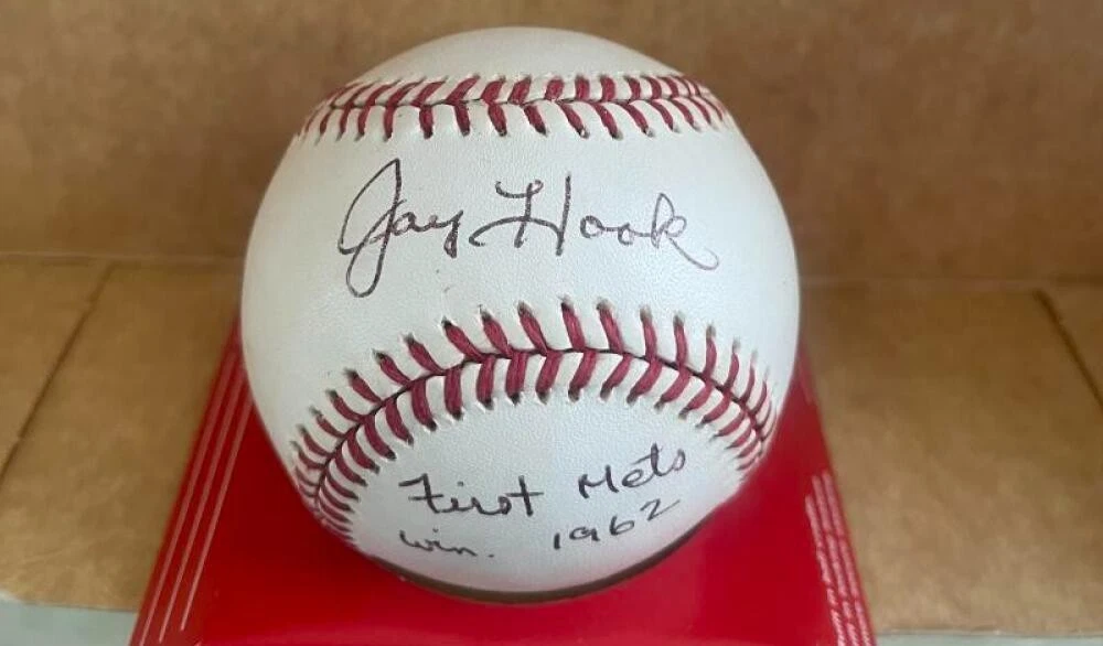 JAY HOOK 1ST METS WIN 1962 SIGNED AUTOGRAPHED N.L. BASEBALL BECKETT AUTH