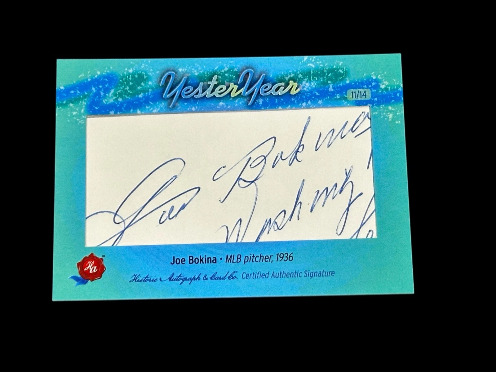 Joe Bokina 2025 Historic Autograph YesterYear 1936 Washington Senators # 11/14