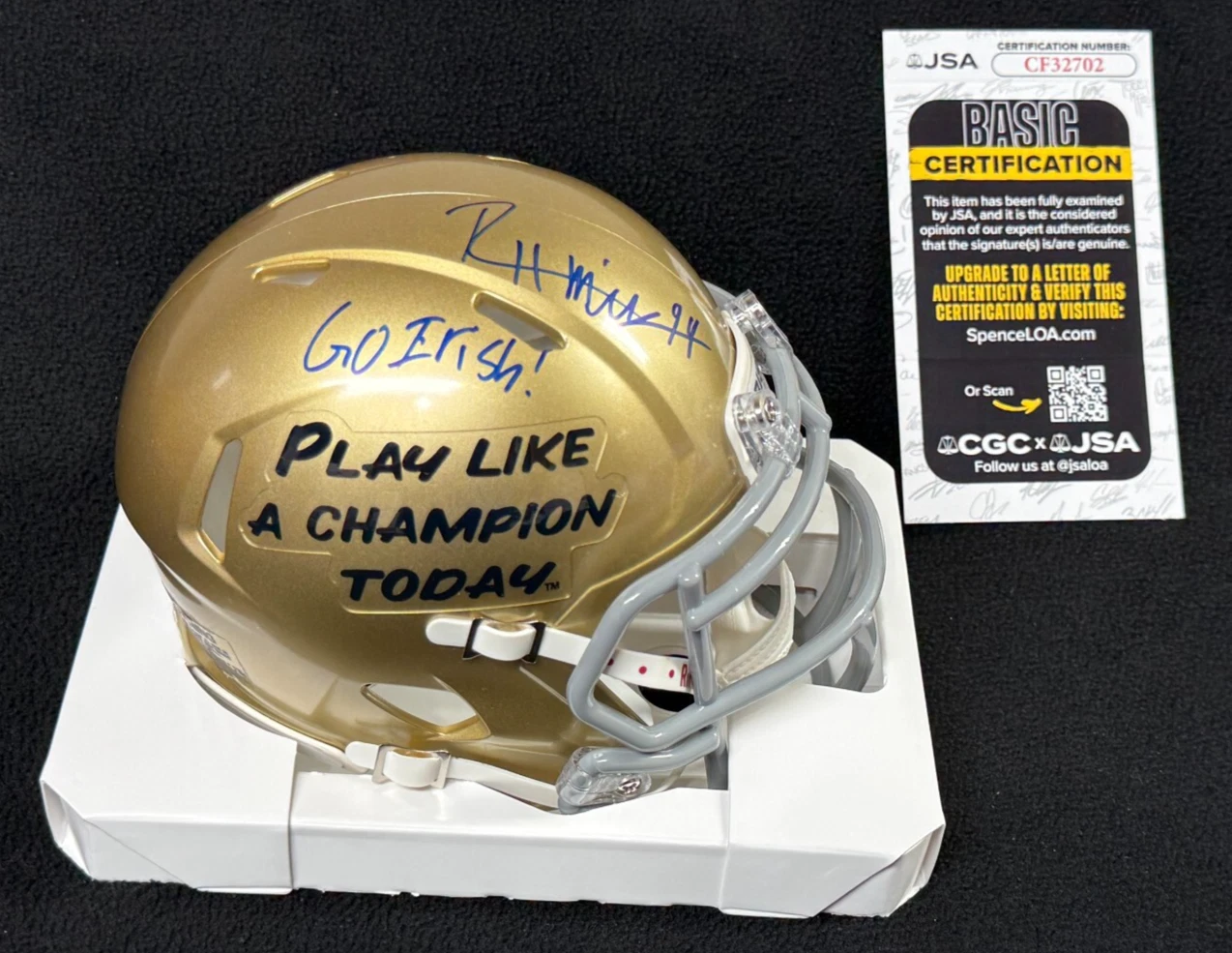 Rylie Mills Signed Notre Dame Fighting Irish Exclusive Mini Helmet JSA COA