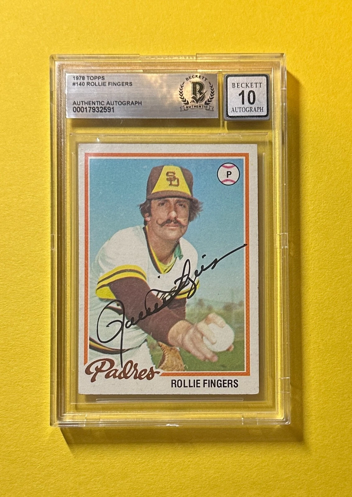 1978 TOPPS ROLLIE FINGERS #140 SIGNED AUTO CARD BECKETT AUTHENTIC 10 PADRES HOF