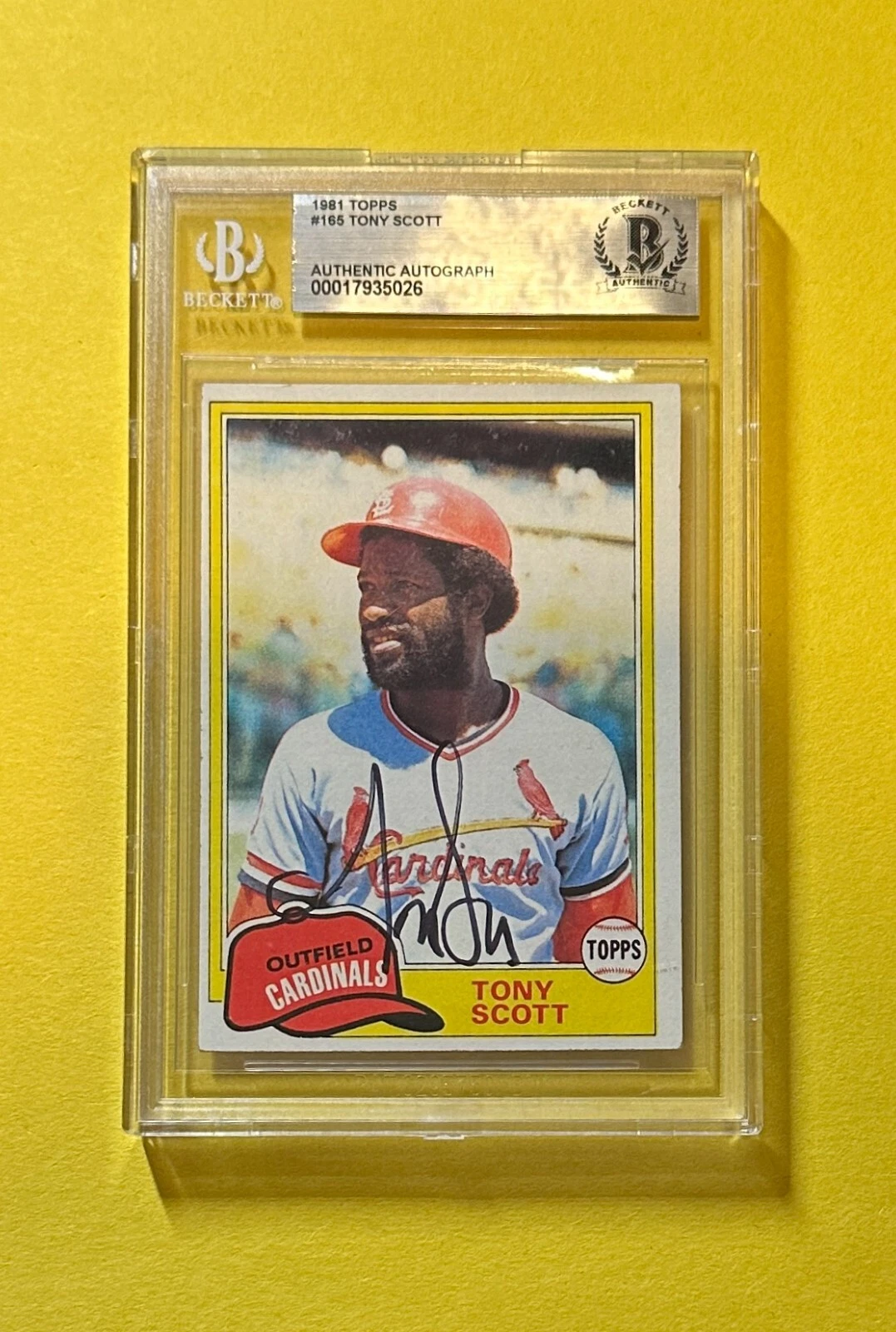1981 TOPPS TONY SCOTT #165 BECKETT AUTHENTIC SIGNED AUTOGRAPHED CARD CARDINALS