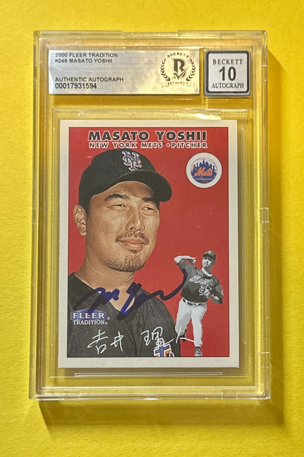 2000 FLEER TRADITION MASATO YOSHI #246 SIGNED AUTOGRAPHED CARD BECKETT AUTH 10