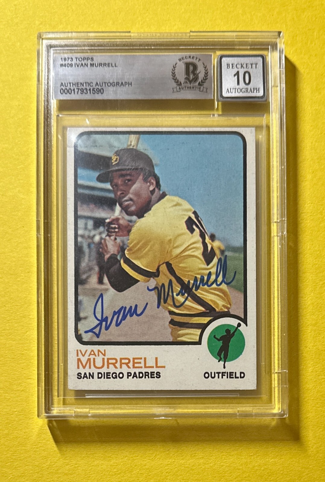 1973 TOPPS IVAN MURRELL #409 SIGNED AUTOGRAPHED CARD BECKETT AUTH 10 PADRES