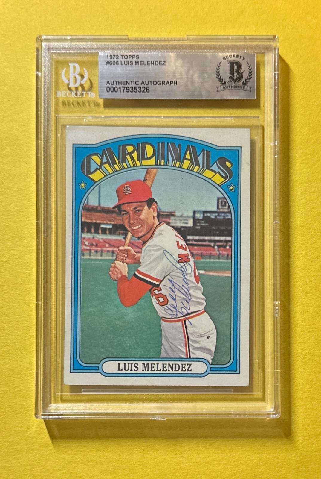 1972 TOPPS LUIS MELENDEZ #606 SIGNED AUTOGRAPHED CARD BECKETT AUTHENTIC