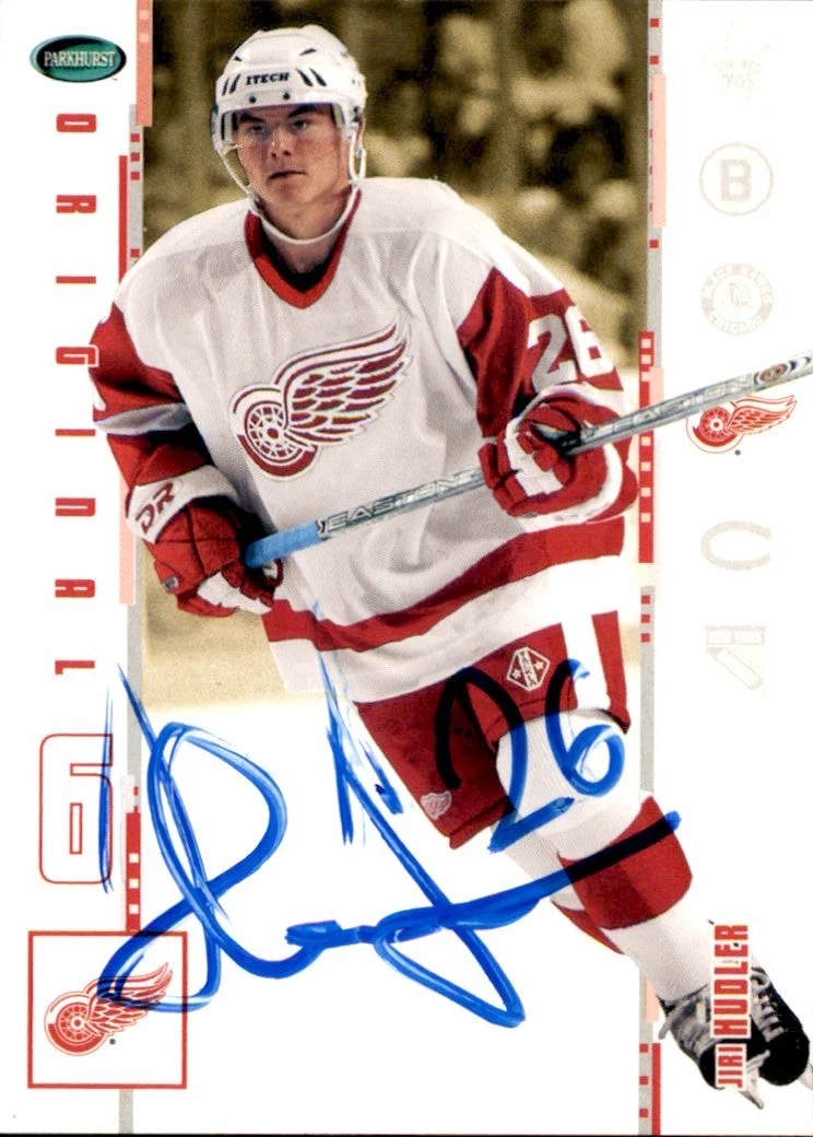 Jiri Hudler Signed 2003/04 Parkhurst Original 6 RC Card #22 Detroit Red Wings