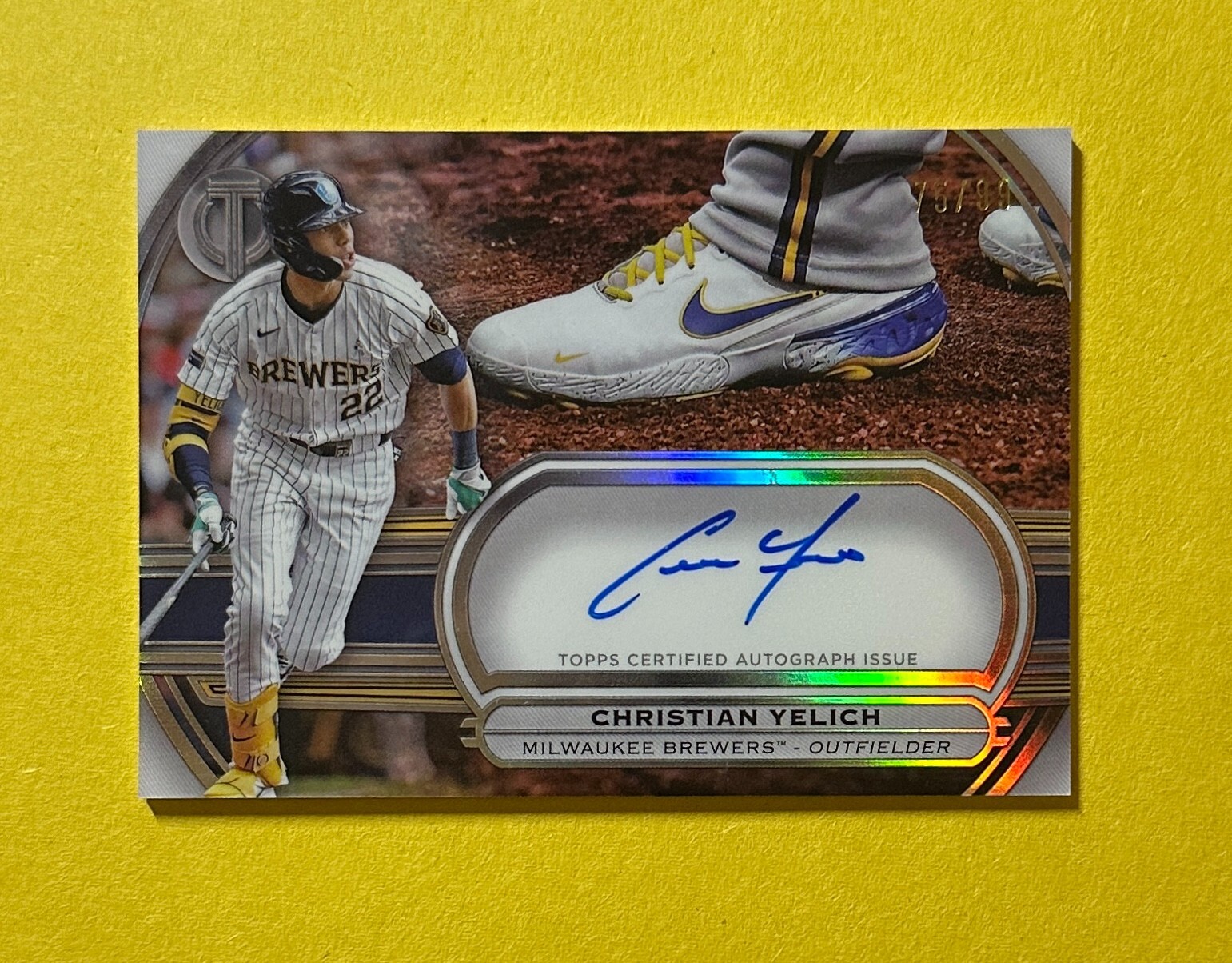 2025 TOPPS TRIBUTE CHRISTIAN YELICH CLEATS AUTOGRAPH /99#TTC-CY BREWERS