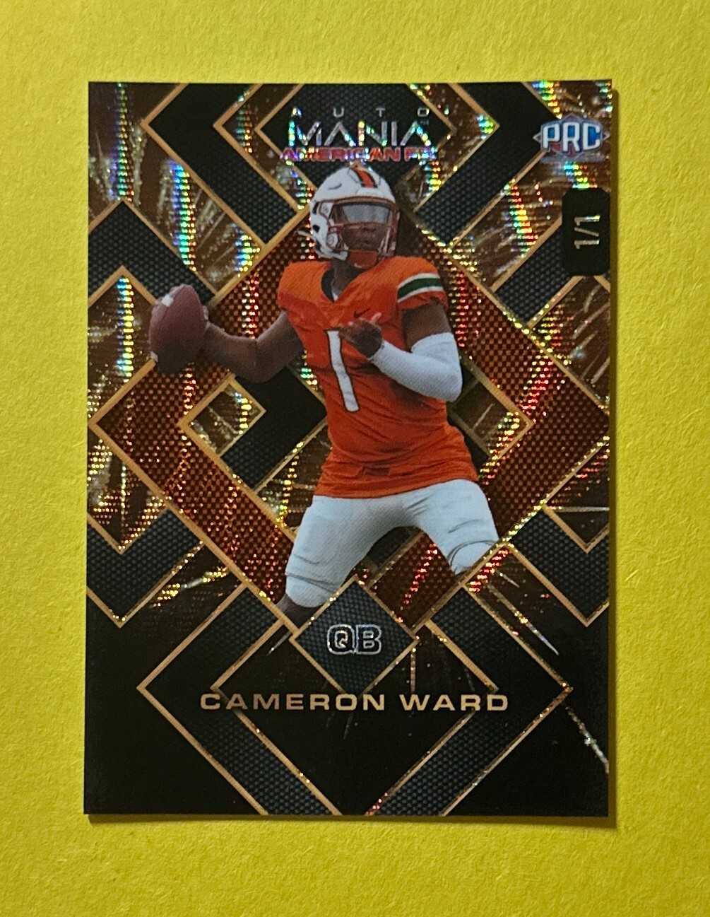 2024 WILD CARD AUTO MANIA AMERICAN. FBCAM WARD 1/1 PRC #AMASQP-CW TITANS MIAMI