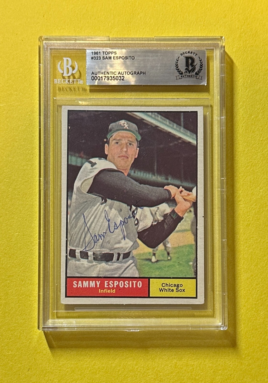 1961 TOPPS SAM ESPOSITO #373 BECKETT AUTHENTIC SIGNED AUTOGRAPHED CARD WHITE SOX