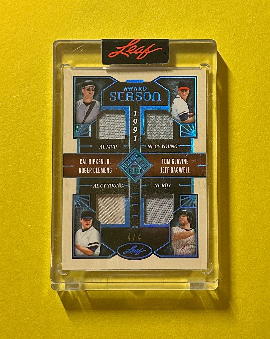 2025 LEAF SEASONS IN THE SUN CAL RIPKEN JR CLEMENS GLAVINE BAGWELL QUAD RELIC /4