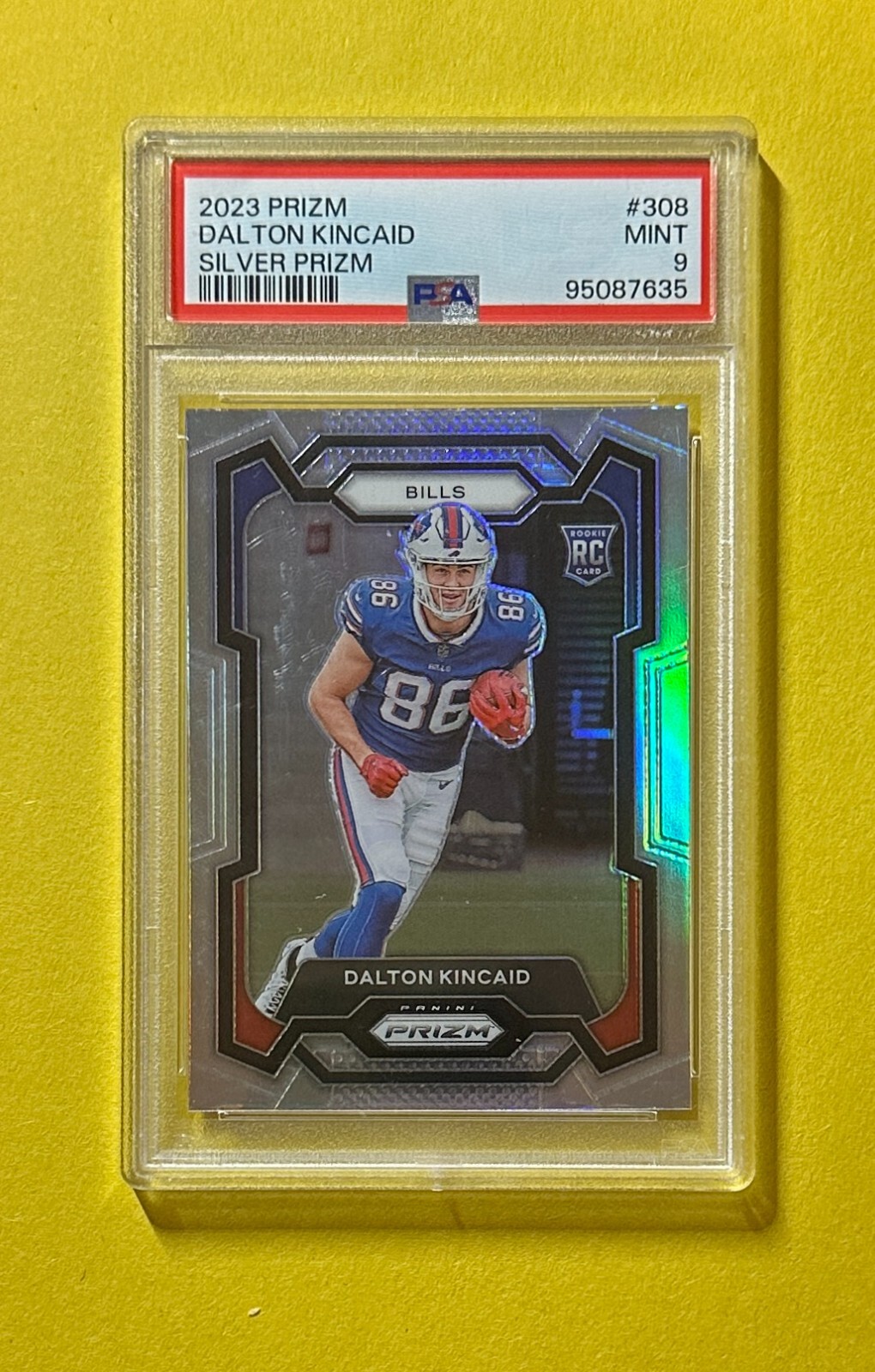 2023 PANINI PRIZM DALTON KINCAID SILVER ROOKIE #308 PSA MINT 9 BILLS