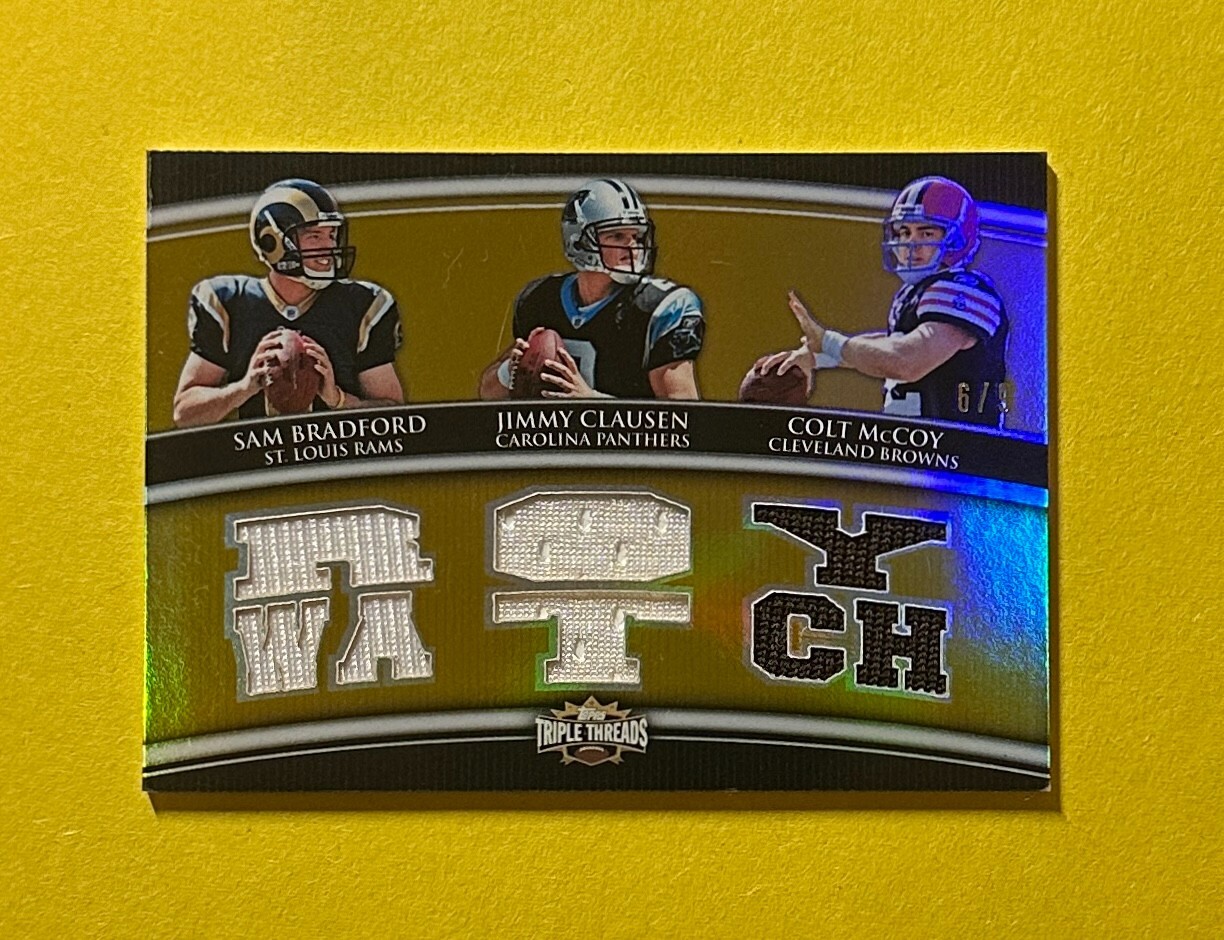 2010 TOPPS TRIPLE THREADS TRIPLE RELIC BRADFORD CLAUSEN MCCOY #TTRC-50