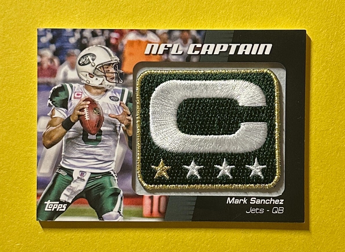 2012 TOPPS MARK SANCHEZ CAPTAIN'S PATCH COMMEMORATIVE RELIC #NCP-MS JETS