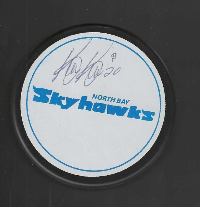 Kevin Kerr Signed North Bay Skyhawks Puck Trappers