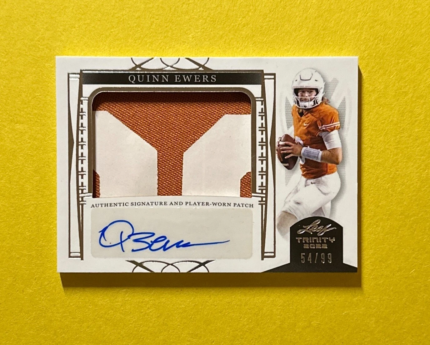 2022 LEAF TRINITY QUINN EWERS PATCH AUTOGRAPH /99 #PA-QE1 TEXAS DOLPHINS