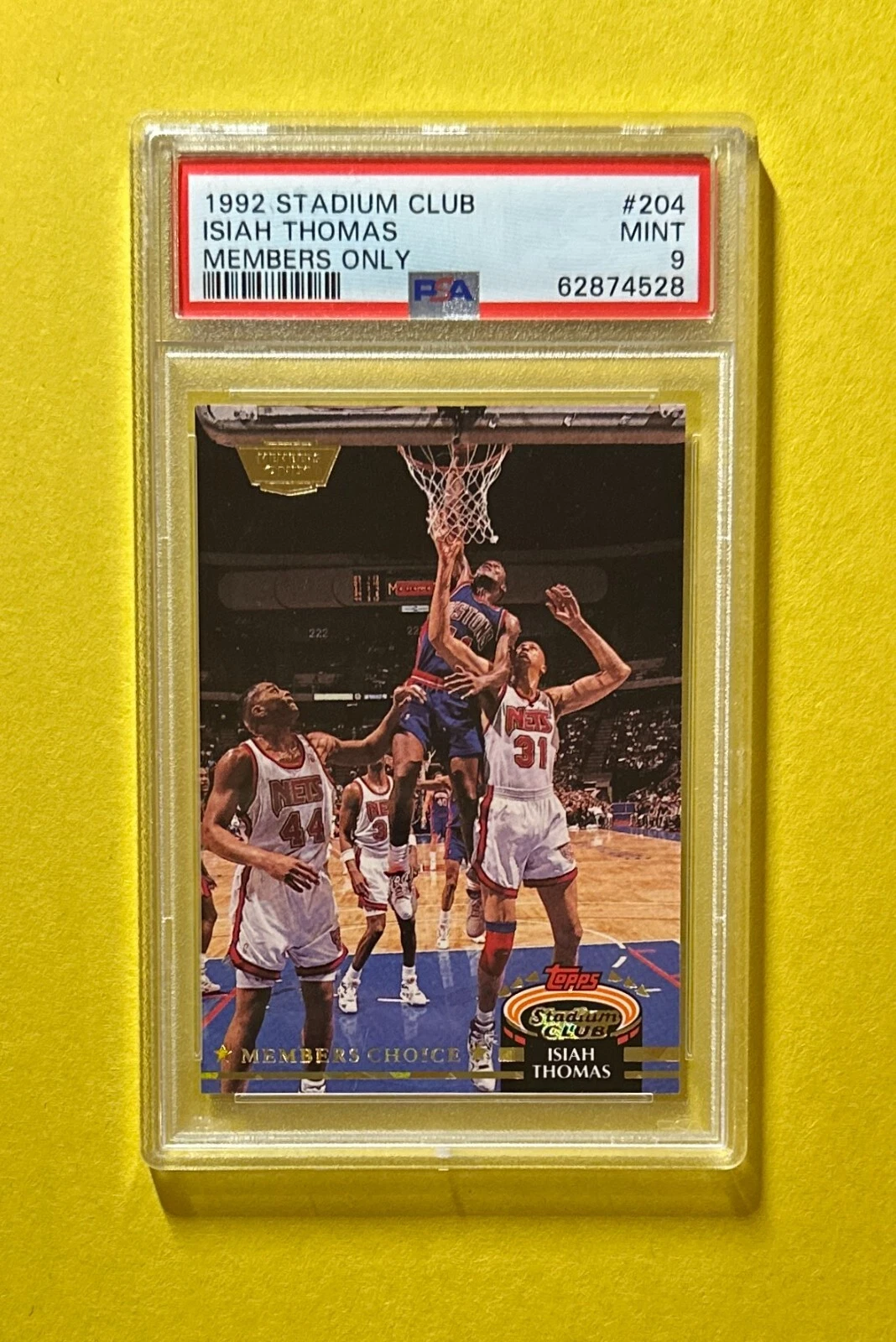 1992 STADIUM CLUB ISIAH THOMAS MEMBERS ONLY #204 PSA MINT 9 PISTONS HOF