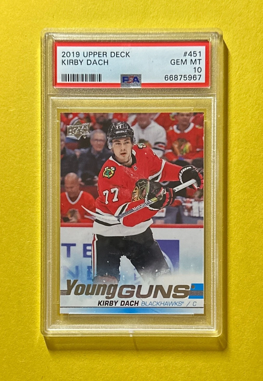 2019 UPPER DECK KIRBY DACH YOUNG GUNS #451 PSA GEM MT BLACKHAWKS