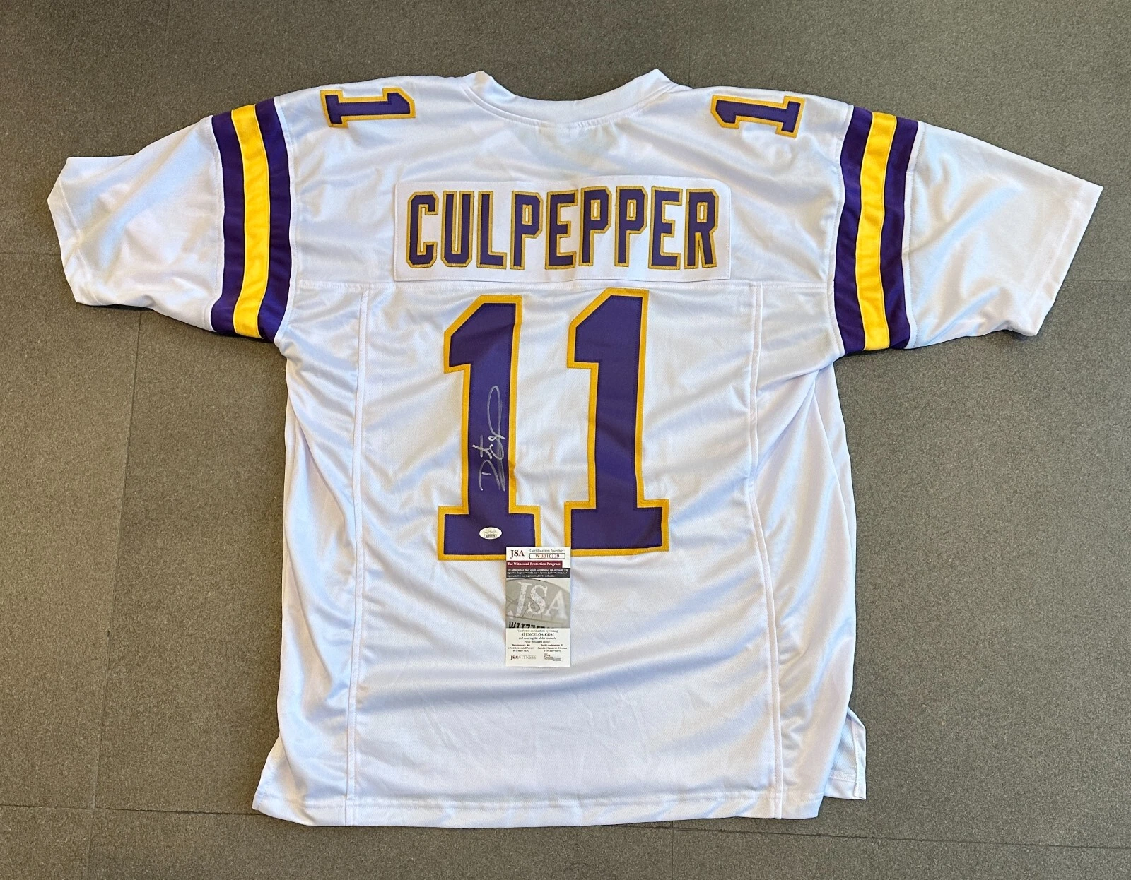 DAUNTE CULPEPPER VIKINGS SIGNED AUTOGRAPHRED WHITE CUSTOM JERSEY SZ XL JSA