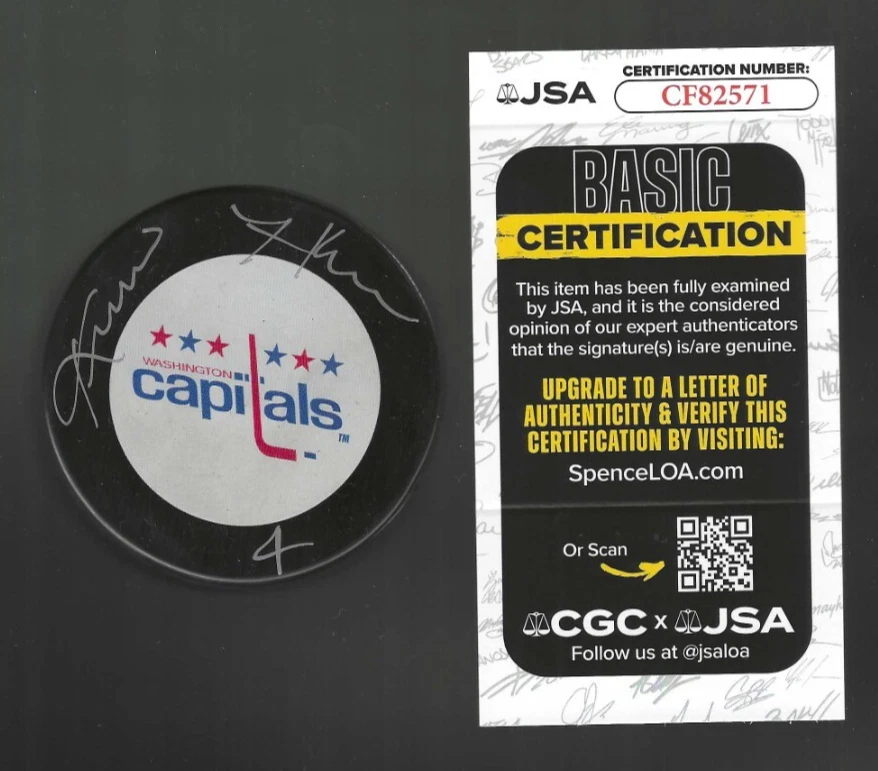 Kevin Hatcher Signed Washington Capitals Puck JSA COA