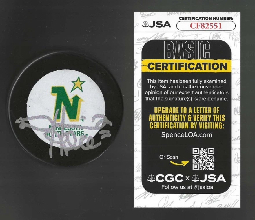 Derian Hatcher Signed Minnesota North Stars Puck JSA COA