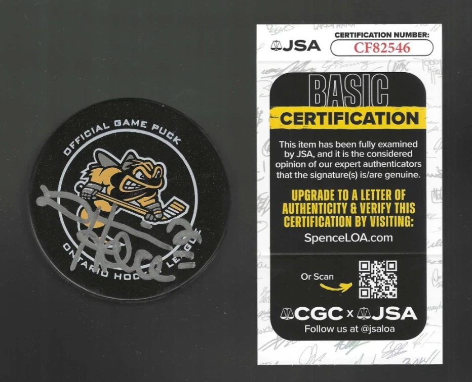 Derian Hatcher Signed Sarnia Sting Official Game Puck JSA COA