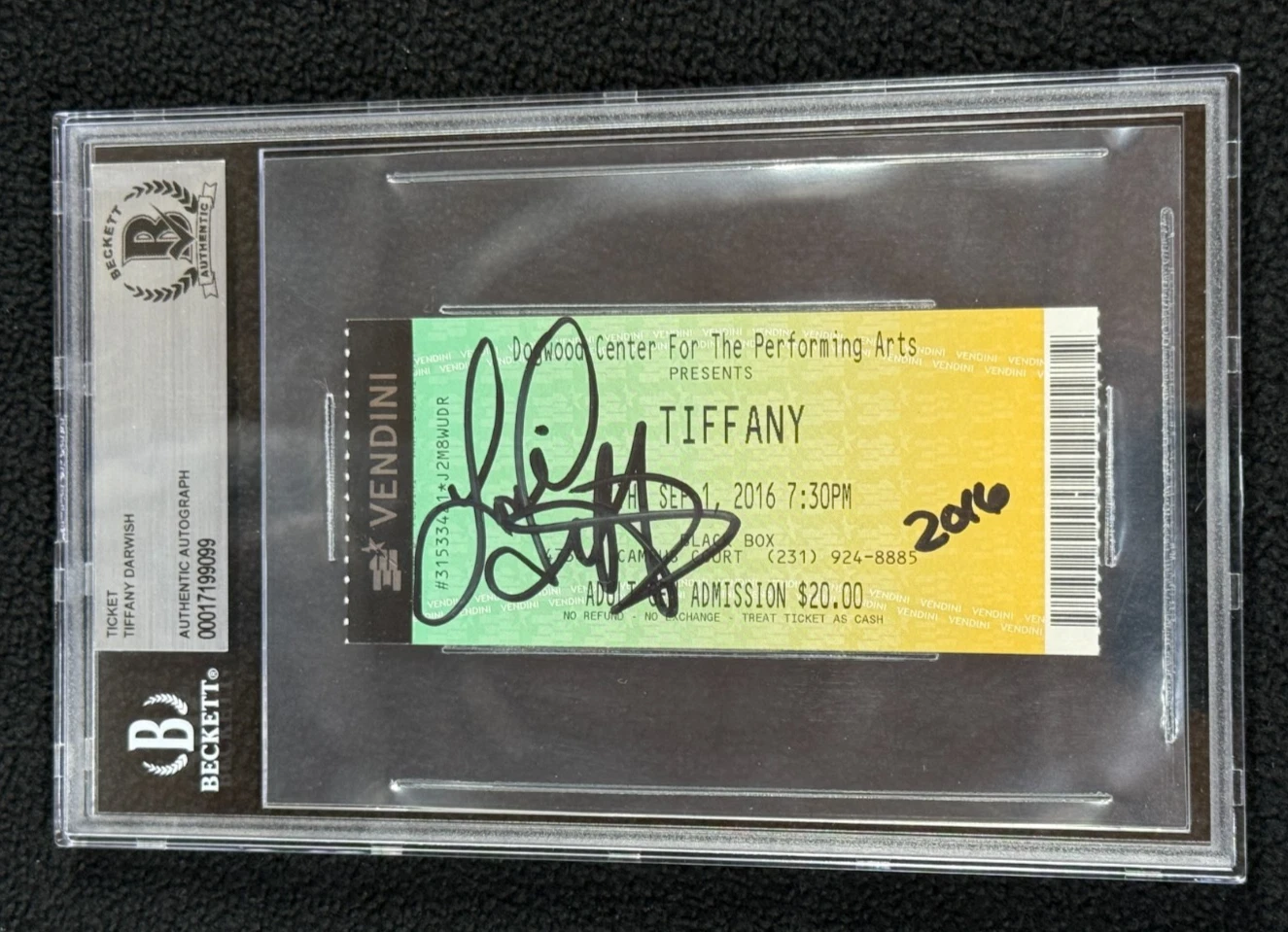 Tiffany Darwish Signed Concert Ticket Stub Beckett Authenticated