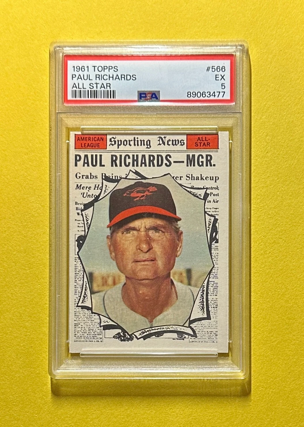 1961 TOPPS PAUL RICHARDS ALL STAR #566 PSA EX 5 ORIOLES