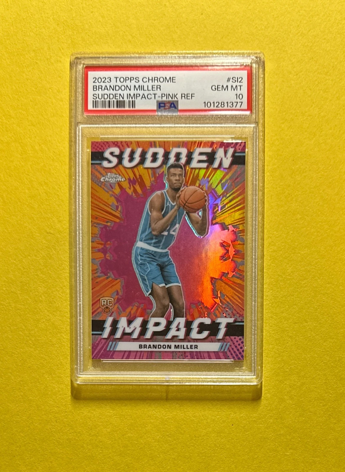2023 TOPPS CHROME BRANDON MILLER SUDDEN IMPACT PINK #SI-2 PSA GEM MT 10 RC