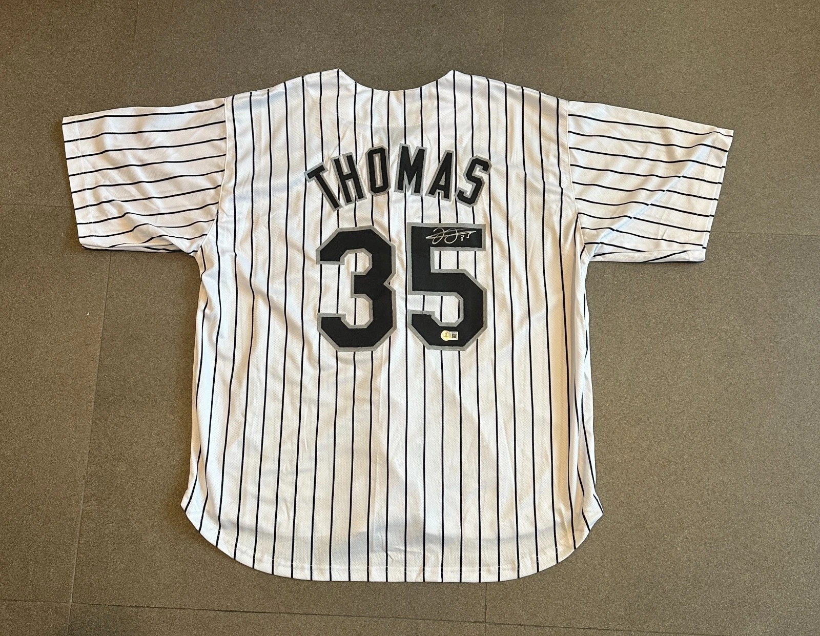 FRANK THOMAS WHITE SOX SIGNED AUTOGRAPHED WHITE JERSEY SZ XL BECKETT