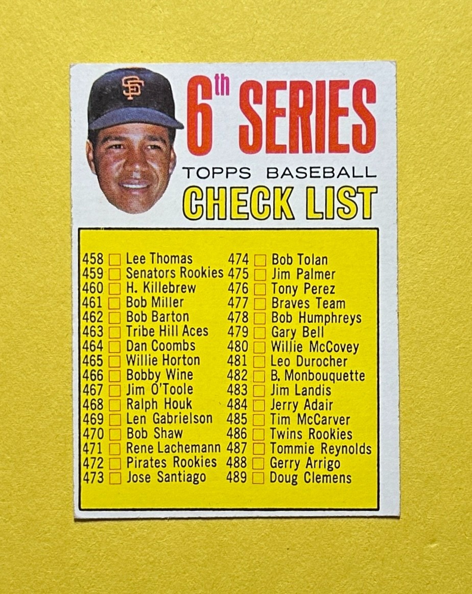 1967 TOPPS 6TH SERIES CHECKLIST #454