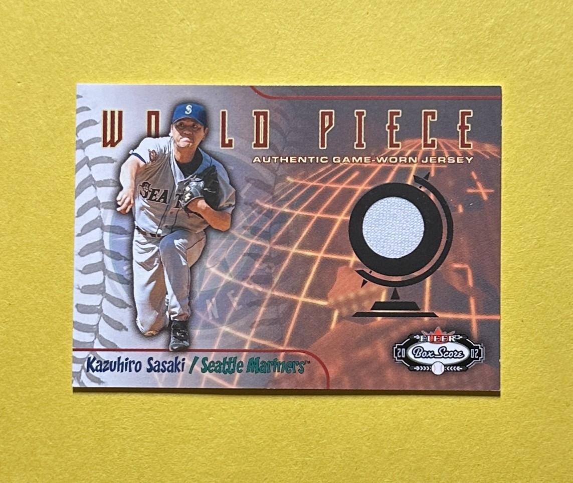 2002 FLEER BOX SCORE KAZUHIRO SASAKI RELIC WORLD PIECE MARINERS