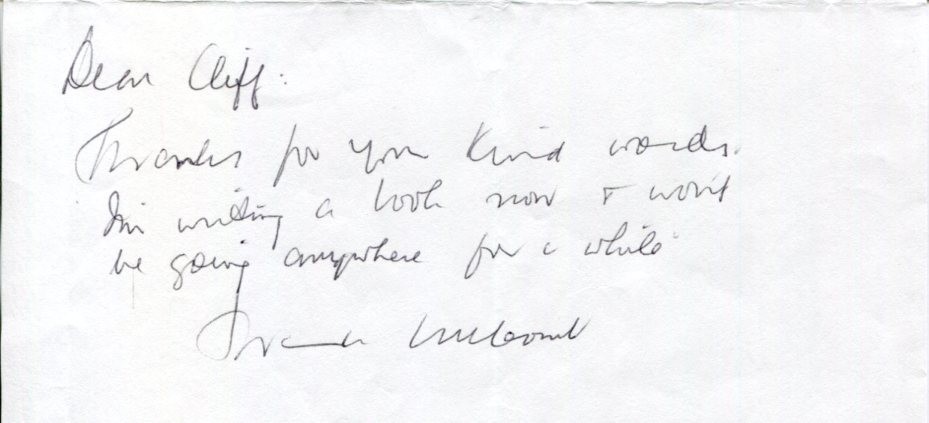 Frank McCourt Angela's Ashes Pulitzer Prize Author Rare Signed Autograph Note