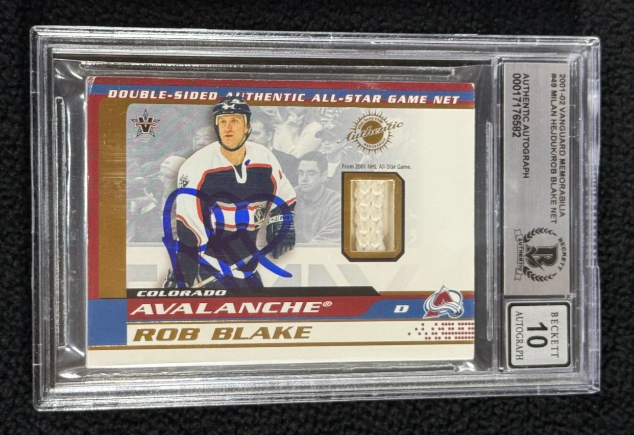 Rob Blake & Milan Hejduk Signed Vanguard Net Relic Card BAS Certified Auto 10