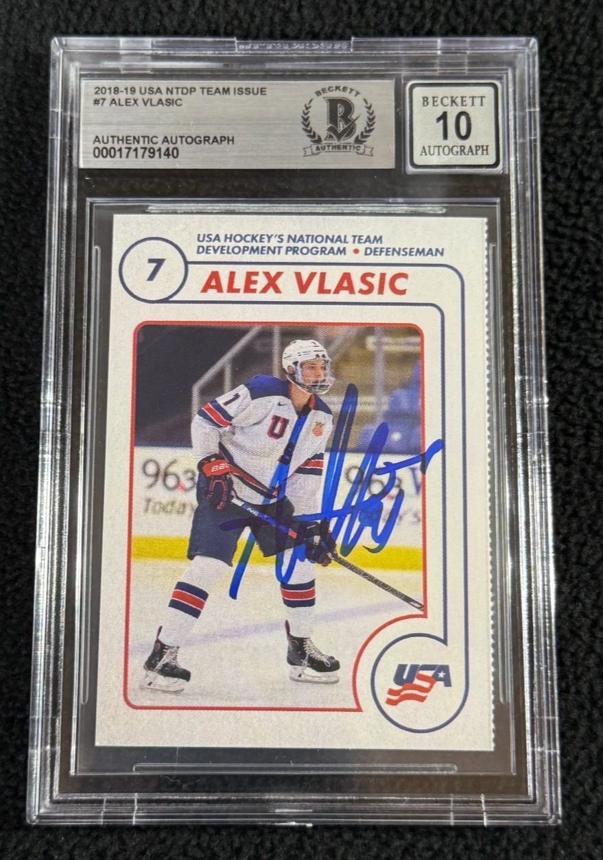 ALEX VLASIC SIGNED USA NTDP TEAM ISSUED 1ST ROOKIE CARD BAS CERTIFIED AUTO 10 COLLECTIBLE MEMORABILIA