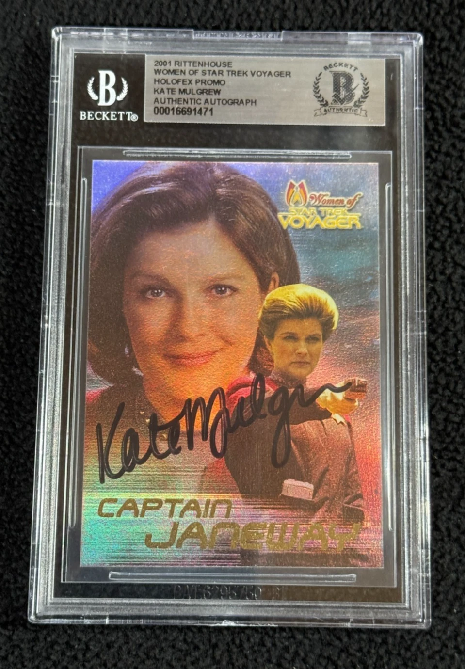 Kate Mulgrew Signed 2001 Women Of Star Trek Voyager Janeway Promo Card Beckett