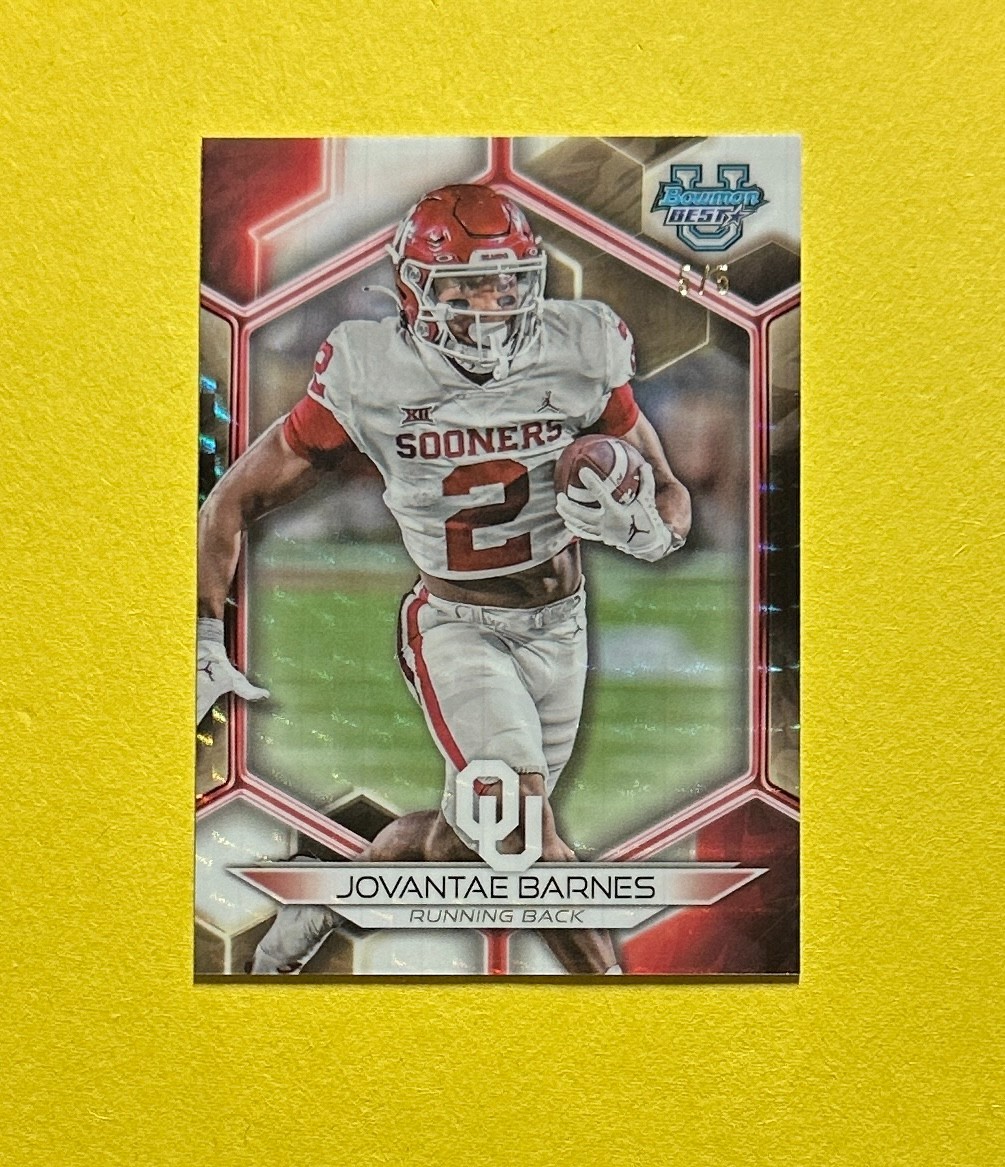 2023 TOPPS BOWMAN'S BEST U JOVANTAE BARNES WHITE /5 #73 OKLAHOMA