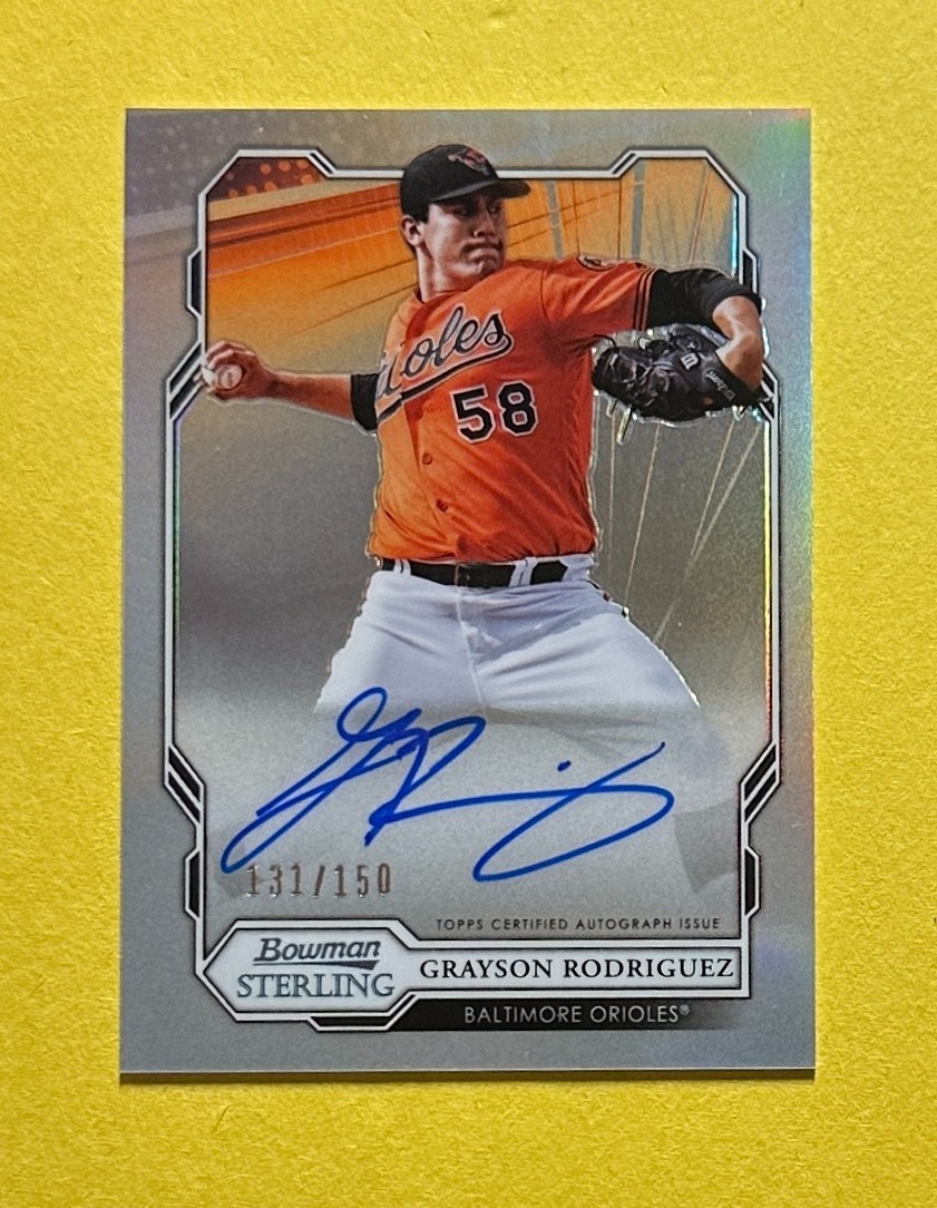 2019 BOWMAN STERLING GRAYSON RODRIGUEZ REFRACTOR AUTO /150 #BSPA-GR ORIOLES