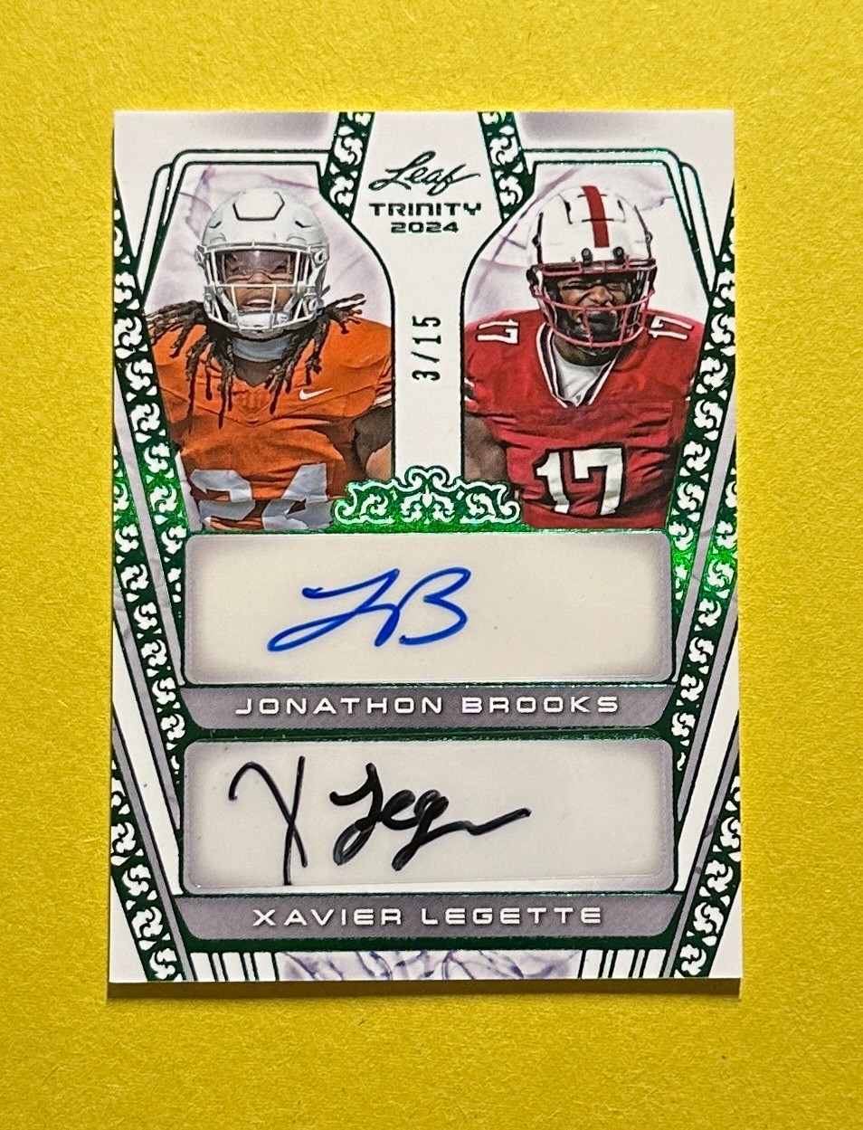 2024 LEAF TRINITY JONATHON BROOKS XAVIER LEGETTE DUAL AUTO /15 #DA-15
