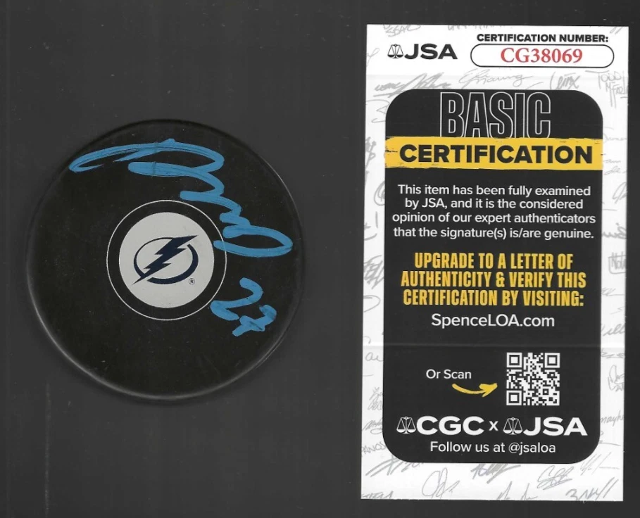 Ryan McDonagh Signed Tampa Bay Lightning Puck JSA COA