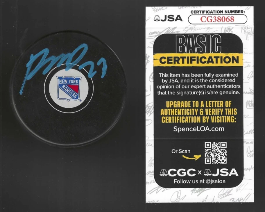 Ryan McDonagh Signed New York Rangers Puck JSA COA