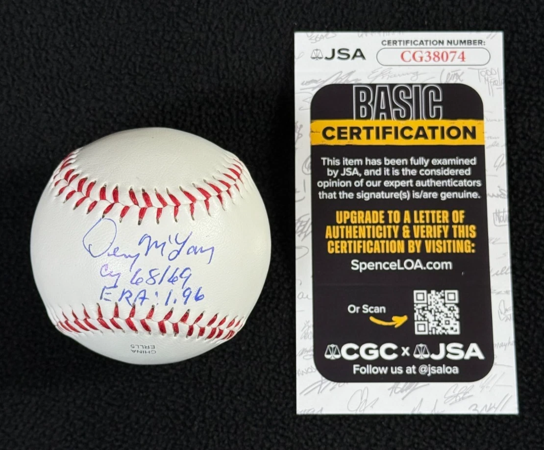 Denny McLain Signed & Multi Inscribed Detroit Tigers Baseball JSA COA