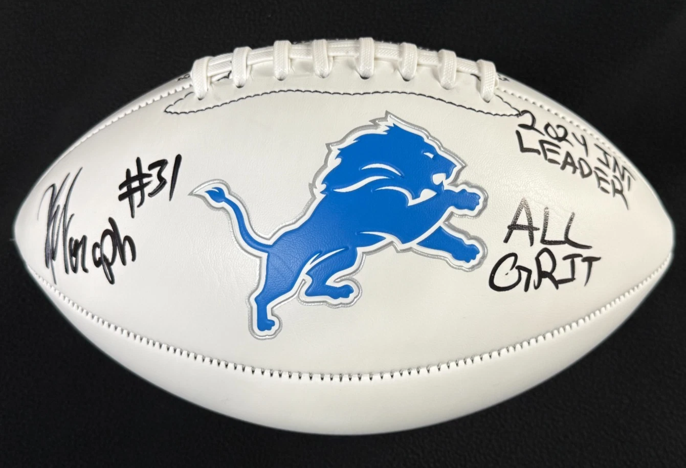 Kerby Joseph Signed & Multi-Inscribed Detroit Lions Football JSA COA