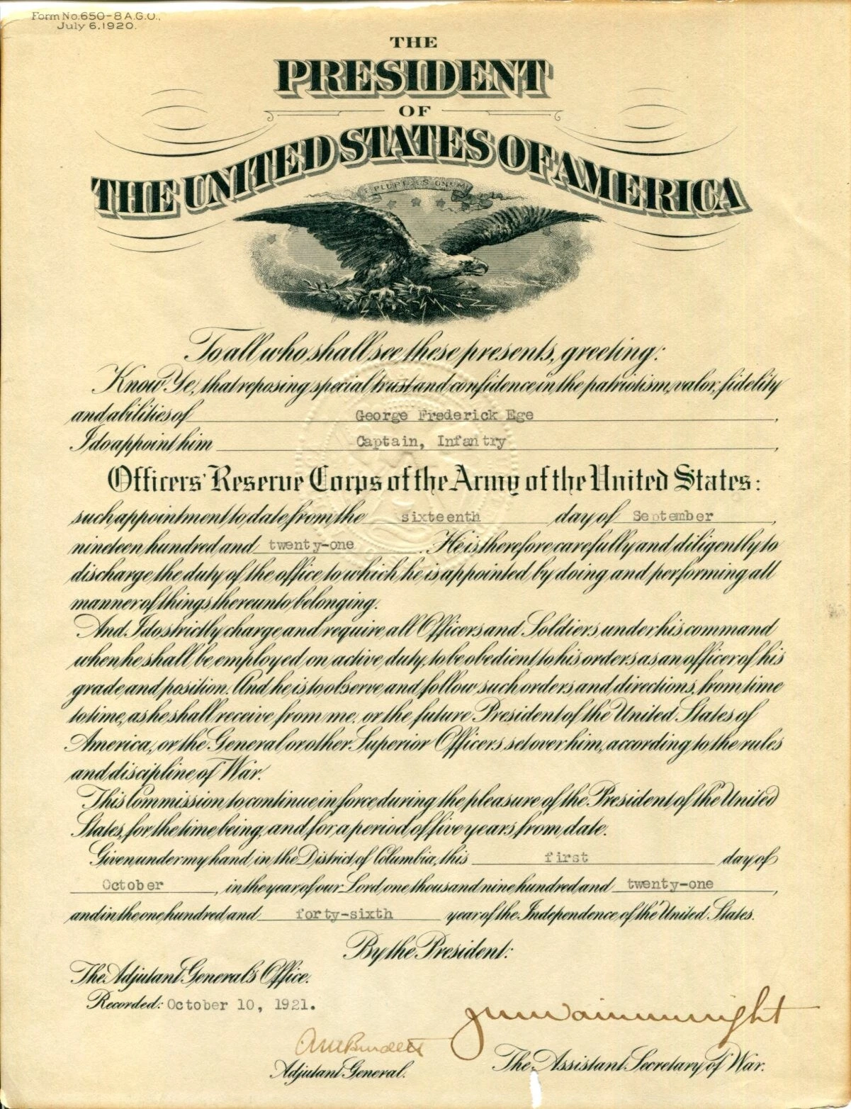 General Jonathan M. Wainwright WWII Medal Of Honor Philippines Signed Autograph