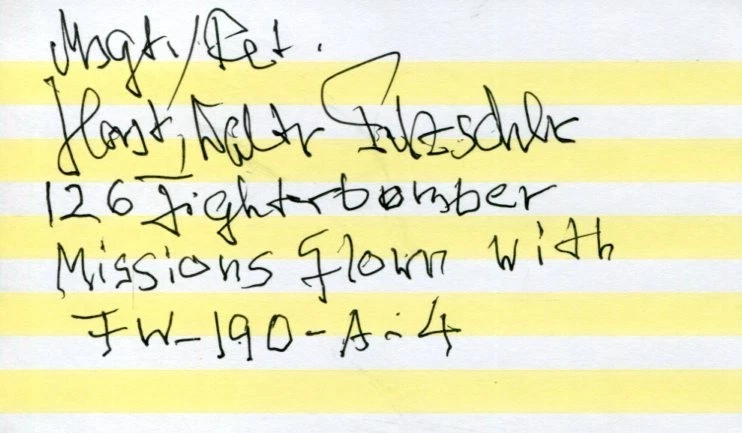 Horst Petzschler WWII War German Ace Luftwaffe Signed Autograph