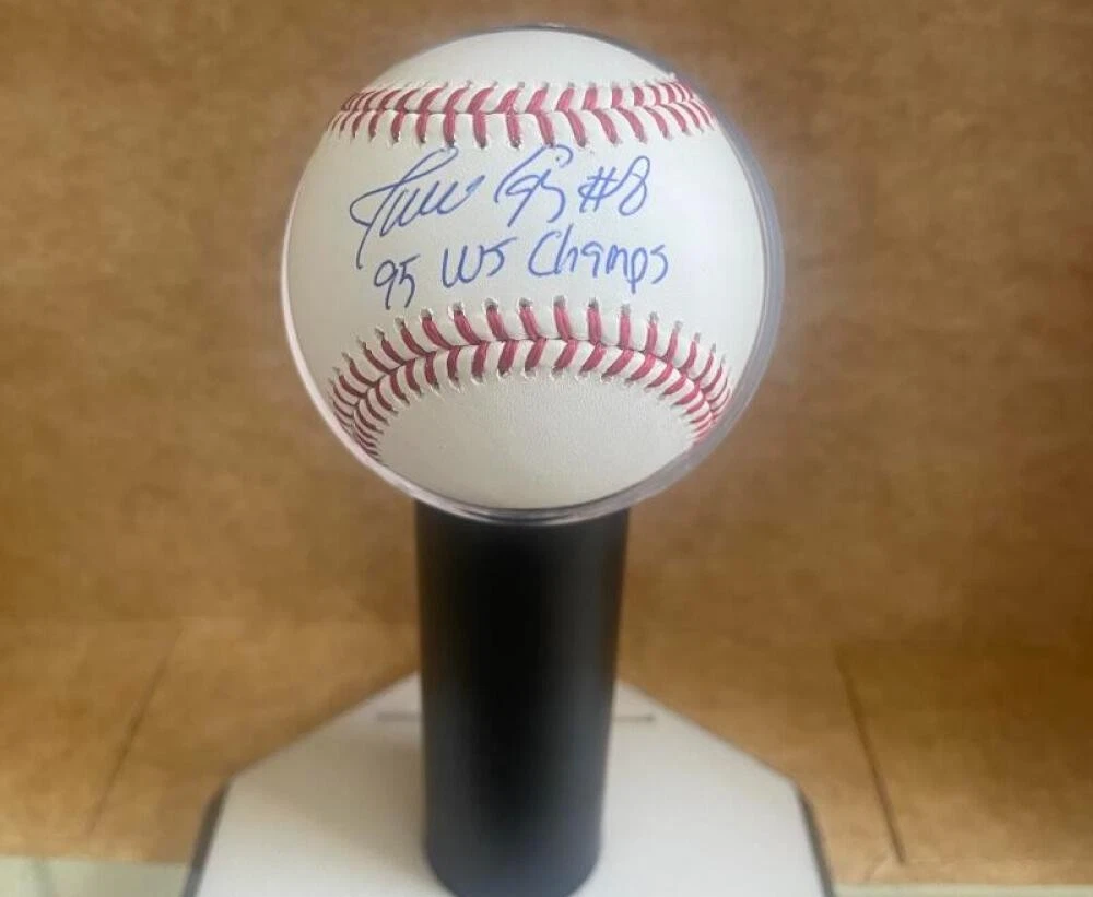 JAVY LOPEZ #8 95 WS CHAMPS SIGNED AUTOGRAPHED M.L. BASEBALL JSA AUTH