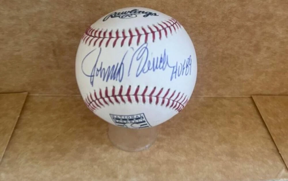 JOHNNY BENCH HOF 89 SIGNED ON HOF BASEBALL BECKETT AUTH