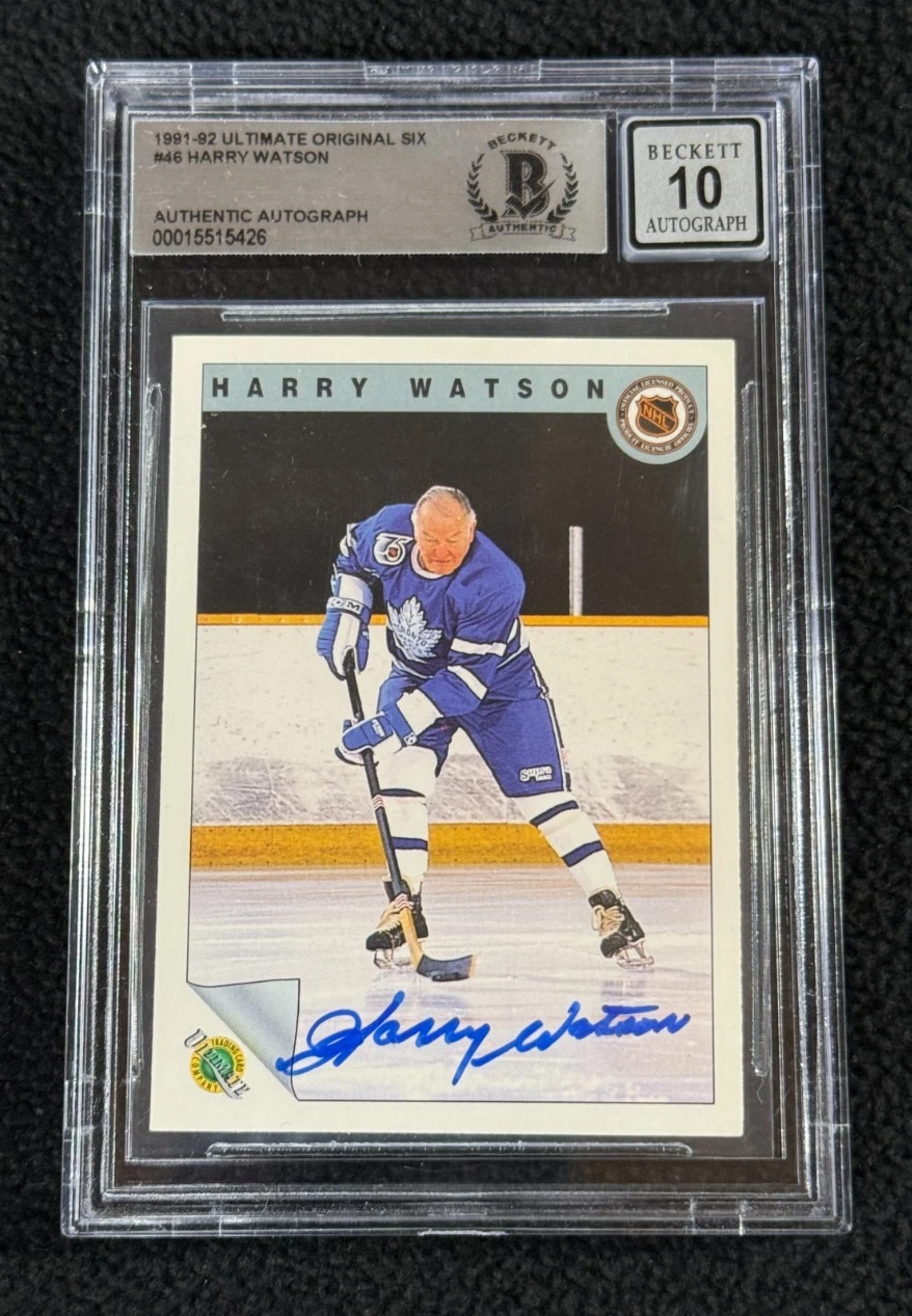 Harry Watson Signed 1991/92 Ultimate Original 6 Card BAS Certified Auto Grade 10